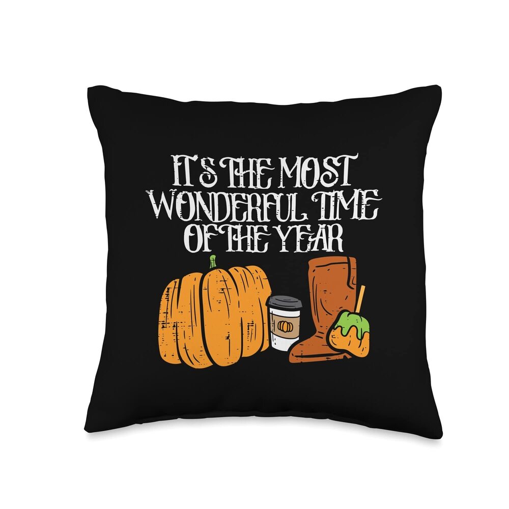 7256 Most Wonderful Time Of Year Fall Season Pumpkin Thanksgiving Throw
